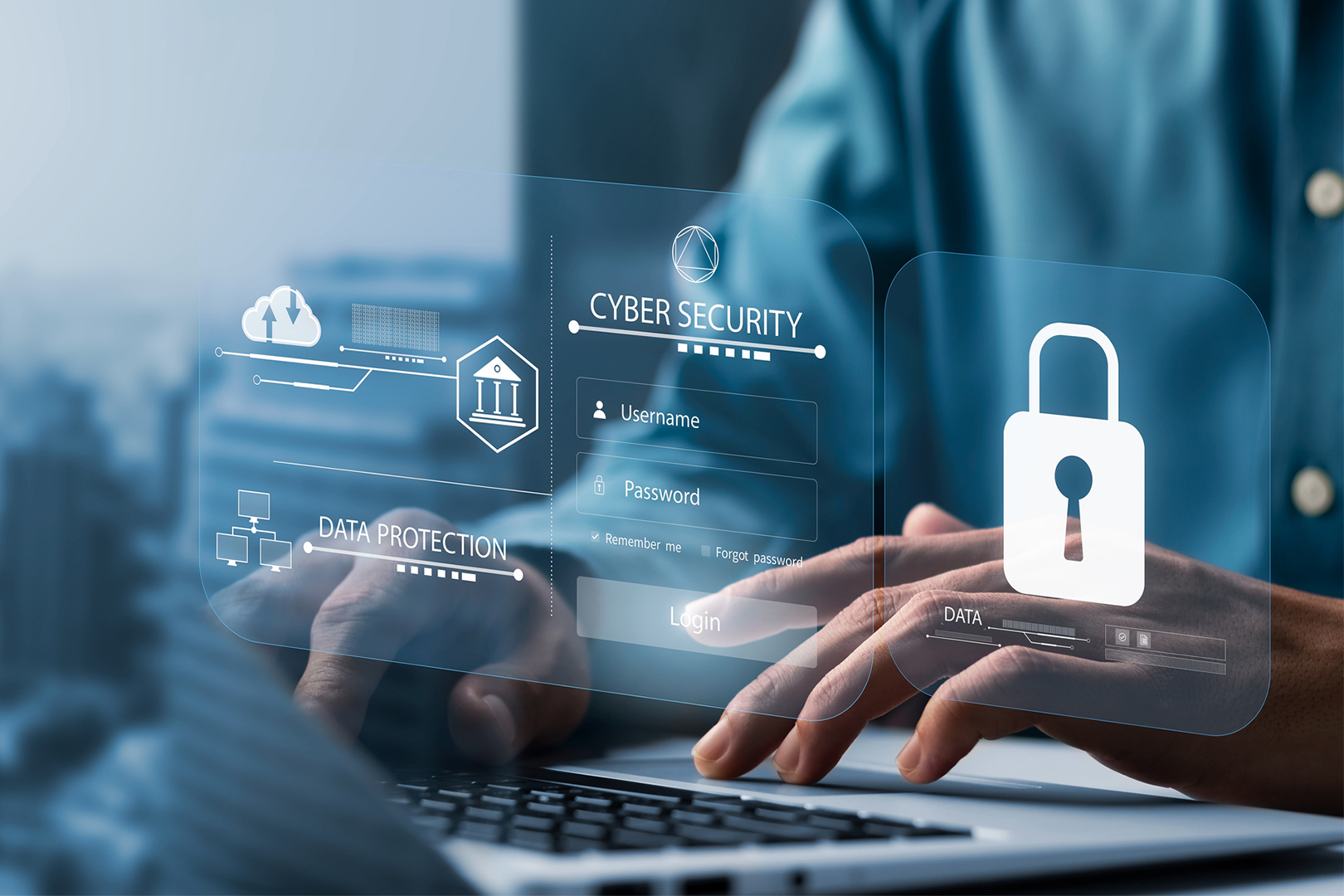 A person working at a laptop computer