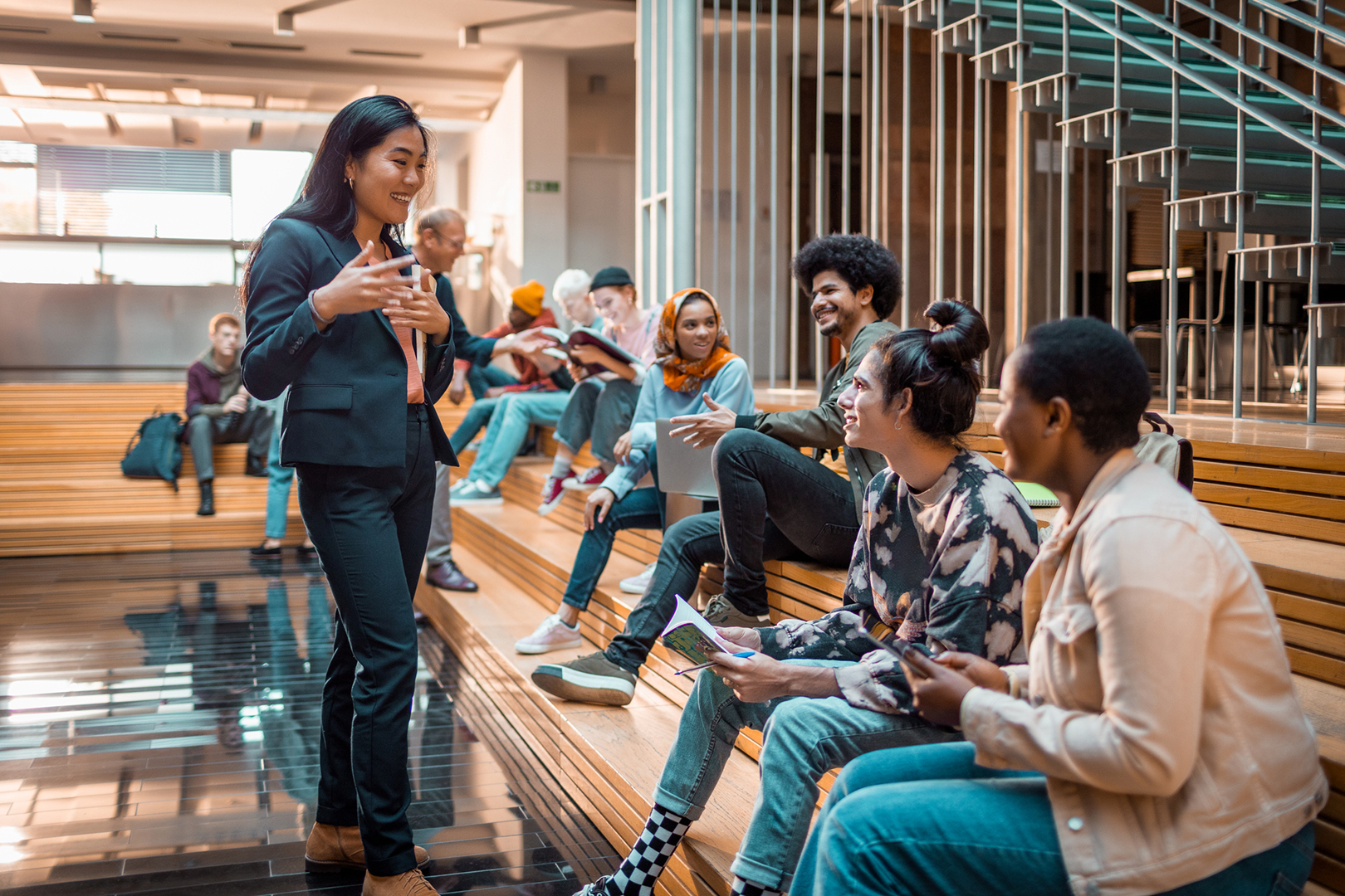 Academic professor working with finance students